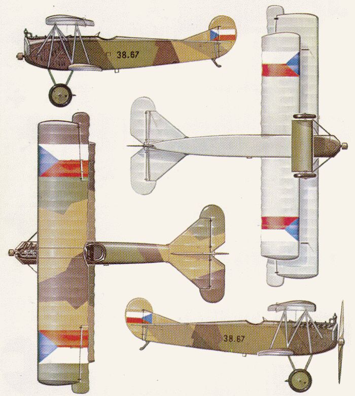 schéma kamufláže Fokkeru  D. VII